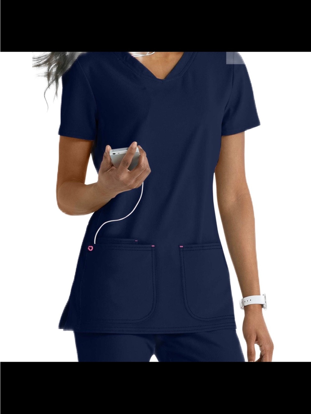 Heart & Soul Navy V-Neck Women's Scrub Top